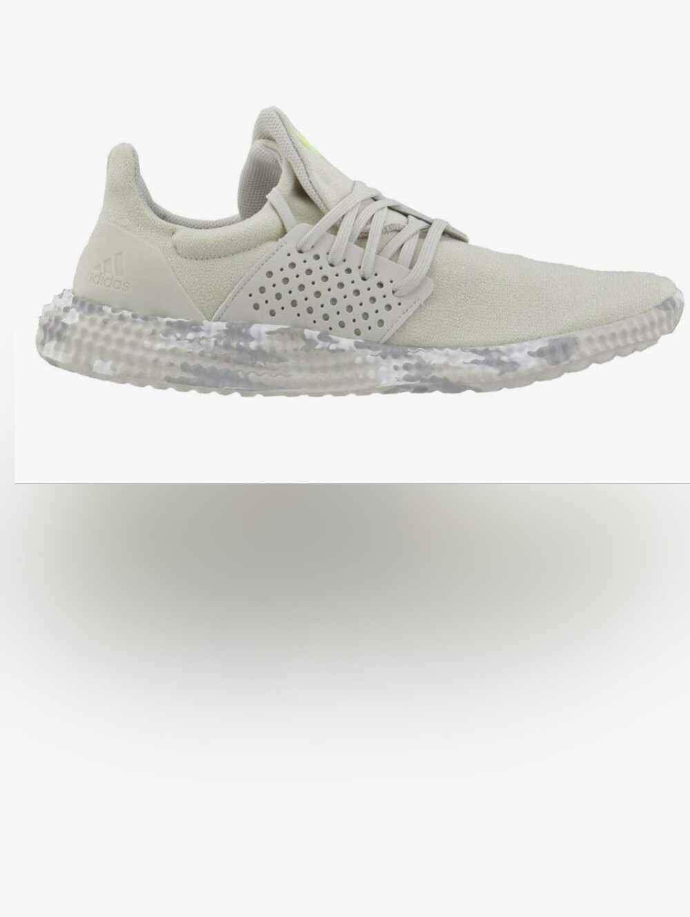 Adidas Light Beige Athletic Sneakers with Translucent Sole and Neon Lime Accent